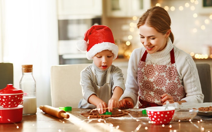 Family baking at Christmas