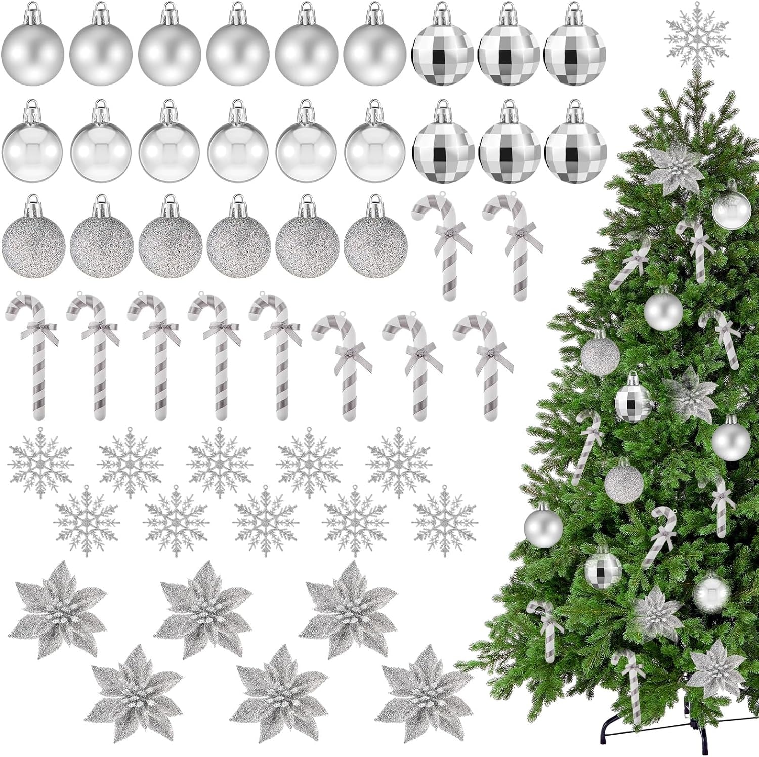 50pcs Wooden Christmas Tree Ornaments Mini Snowflake Tree Hanging