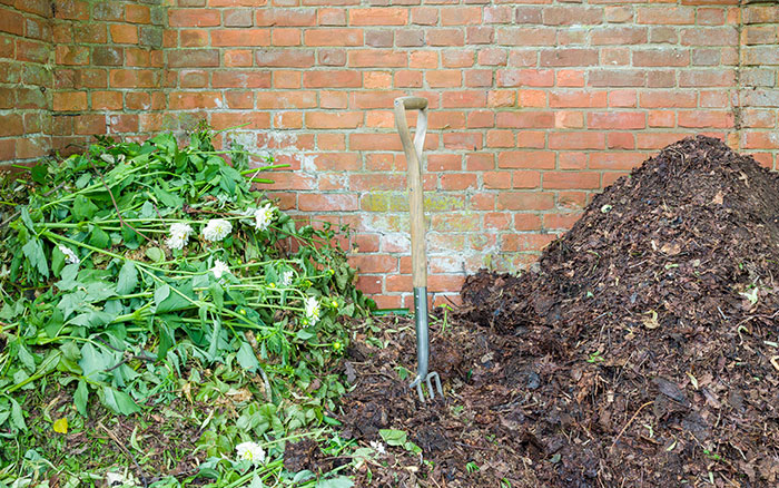 combining green and brown material for composting